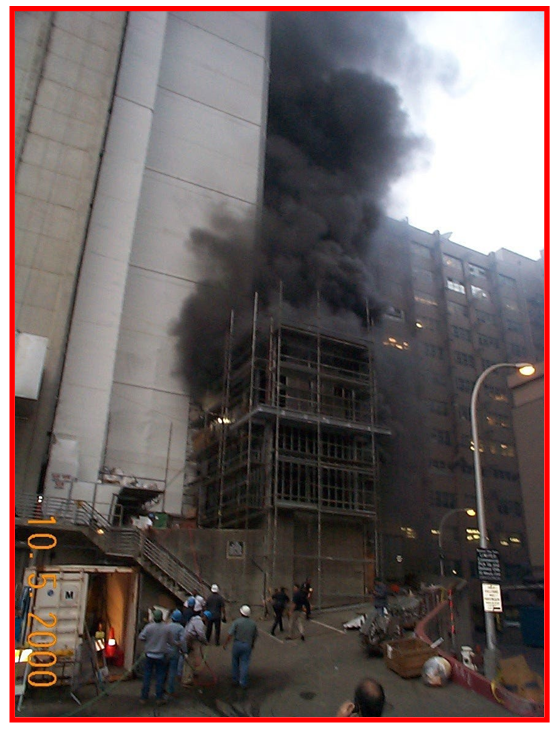 Scaffold on fire outside UCSF property