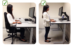 Correct hieght for sitting or standing at your workstation