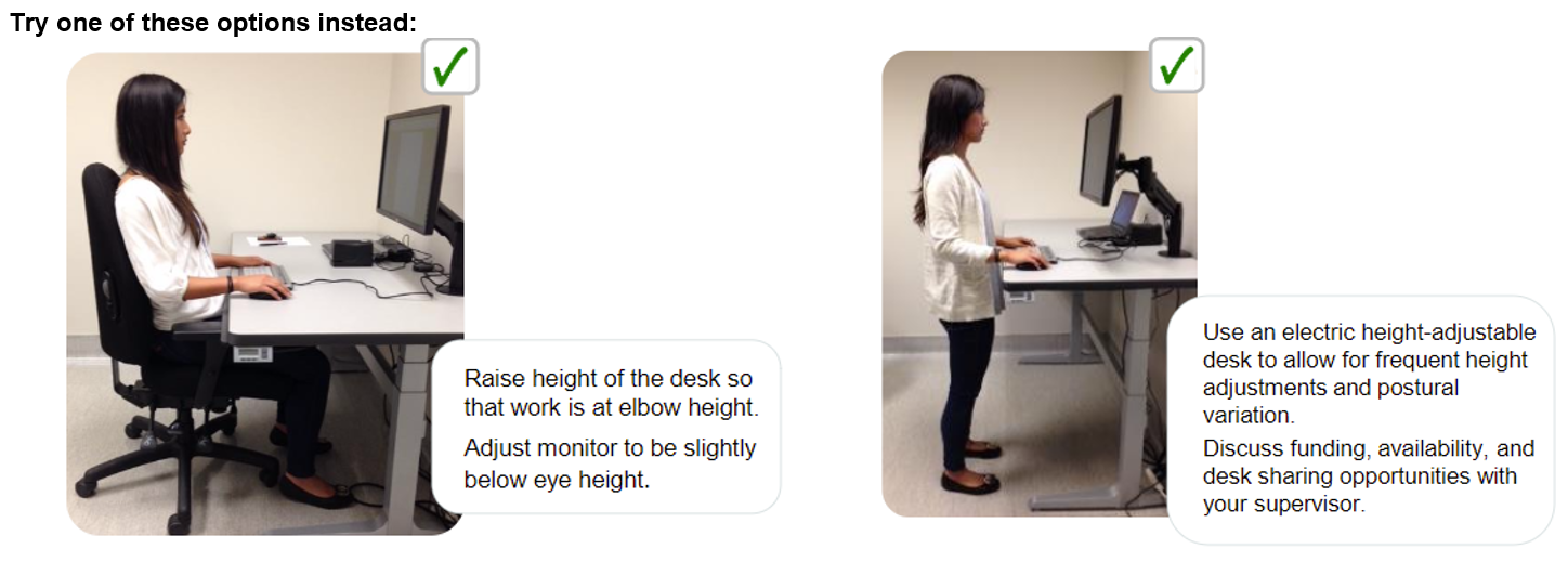 Options for Correct Elbow Angle When Sitting at desk