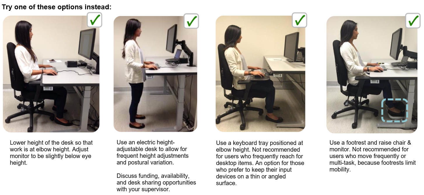 Options for Correct Elbow Angle When Sitting at desk