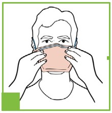 Step ten of DONNING INSTRUCTIONS FOR HALYARD N95 PARTICULATE RESPIRATORS