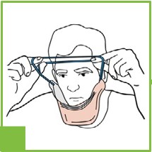 Step five of DONNING INSTRUCTIONS FOR HALYARD N95 PARTICULATE RESPIRATORS