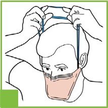 Step six of DONNING INSTRUCTIONS FOR HALYARD N95 PARTICULATE RESPIRATORS