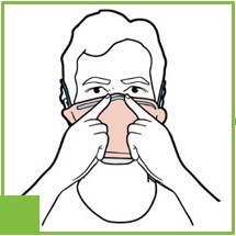 Step nine of DONNING INSTRUCTIONS FOR HALYARD N95 PARTICULATE RESPIRATORS