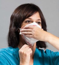Step Three for donning 3M Aura Health Care Particulate Respirator and Surgical Mask 1870+